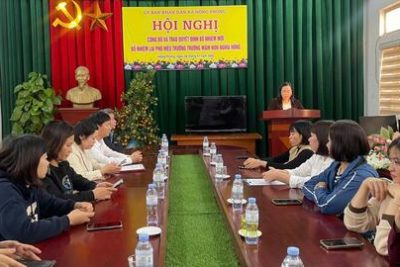 HỘI NGHỊ CÔNG BỐ VÀ TRAO QUYẾT ĐỊNH BỔ NHIỆM LẠI VÀ BỔ NHIỆM MỚI PHÓ HIỆU TRƯỞNG TRƯỜNG MẦM NON NGHĨA HỒNG